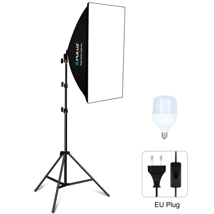 PULUZ 50x70cm Studio Softbox + 2m Tripod Mount + Single E27 30W 5700K White Light LED Bulb Photography Kit(EU Plug) - Stand Bracket by PULUZ | Online Shopping South Africa | PMC TechLife | Buy Now Pay Later Mobicred