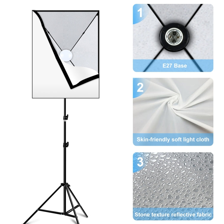 PULUZ 50x70cm Studio Softbox + 2m Tripod Mount + Single E27 30W 5700K White Light LED Bulb Photography Kit(EU Plug) - Stand Bracket by PULUZ | Online Shopping South Africa | PMC TechLife | Buy Now Pay Later Mobicred