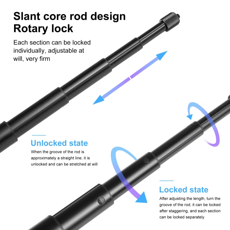 PULUZ 3m Metal Selfie Stick Monopod  for Insta360 One RS / X2 / X3 (Black) - Self Monopod Grip by PULUZ | Online Shopping South Africa | PMC TechLife | Buy Now Pay Later Mobicred