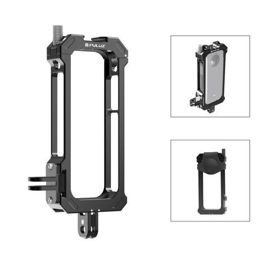 For Insta360 X3 PULUZ Metal Protective Cage Rig Housing Frame with Expand Cold Shoe Base & Tripod Adapter(Black) - Mount & Holder by PULUZ | Online Shopping South Africa | PMC Jewellery