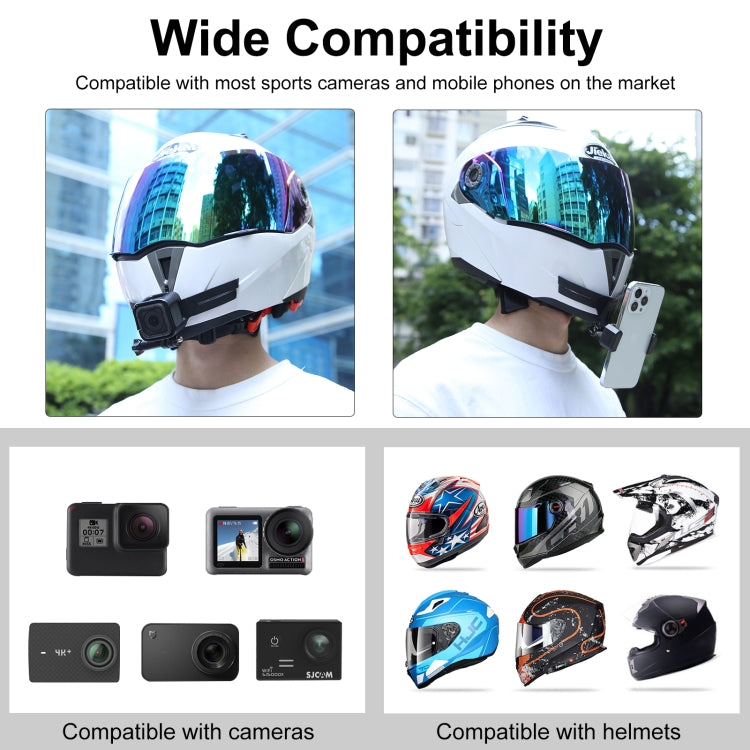 PULUZ Bending Action Camera Motorcycle Helmet Chin Mount (Black) - Helmet Mount by PULUZ | Online Shopping South Africa | PMC TechLife