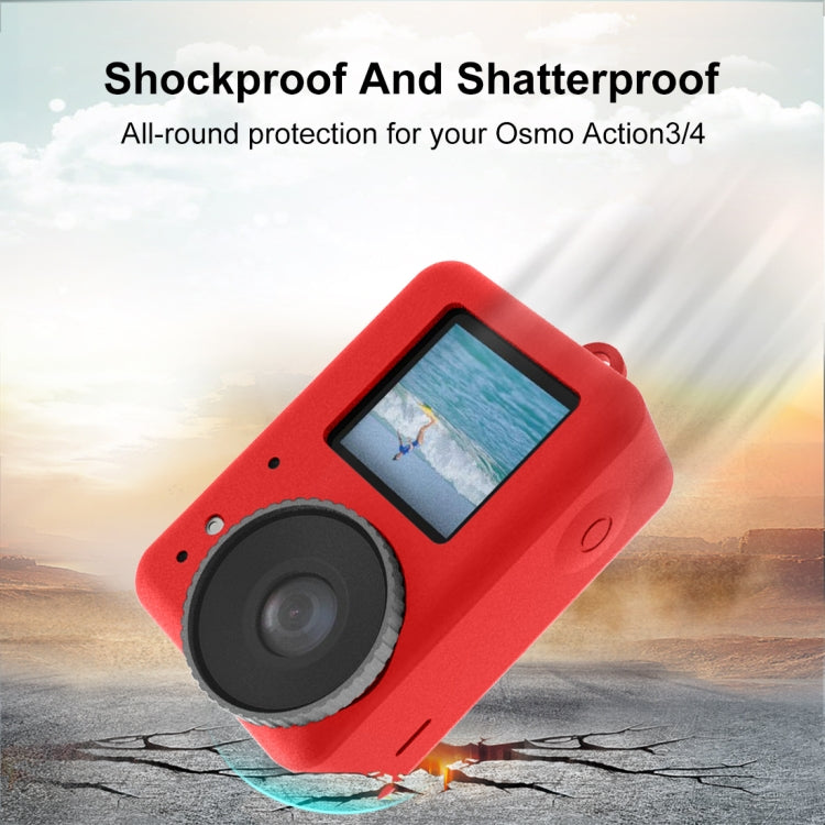 For DJI Osmo Action 4 / 3 PULUZ Silicone Protective Case with Lens Cap (Red) -  by PULUZ | Online Shopping South Africa | PMC TechLife