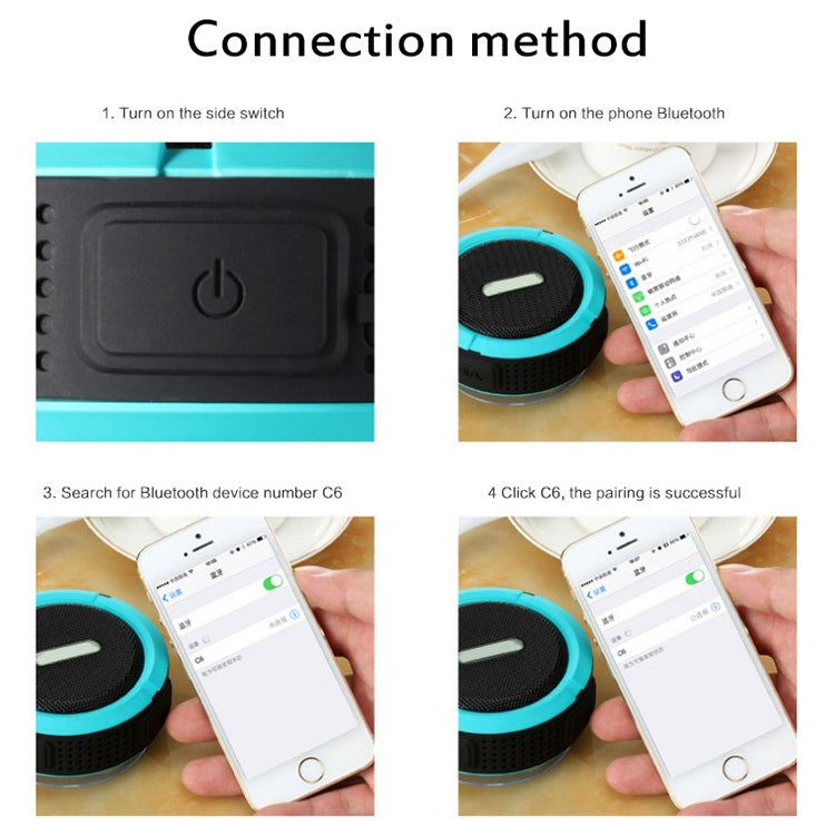 C6 Outdoor Waterproof Bluetooth Speaker with Suction, Support Hands-free Calling(Black) - Waterproof Speaker by PMC TechLife | Online Shopping South Africa | PMC TechLife