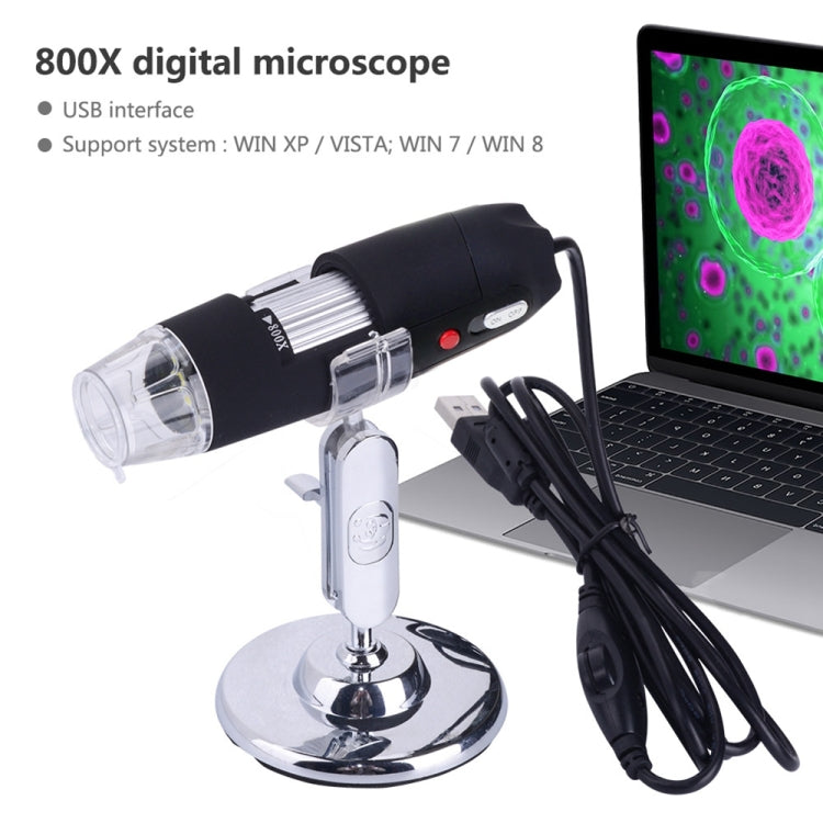 2.0 Mega Pixels 800X USB Digital Microscope with 8 LED White Light / Holder(Black) - Digital Microscope by PMC TechLife | Online Shopping South Africa | PMC TechLife | Buy Now Pay Later Mobicred