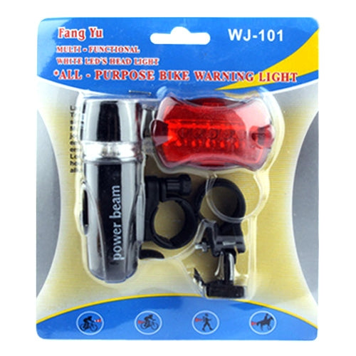 5 LED Water Resistant Bike Bicycle Head Light+ Rear Safety Flashlight - Taillights by PMC Jewellery | Online Shopping South Africa | PMC Jewellery