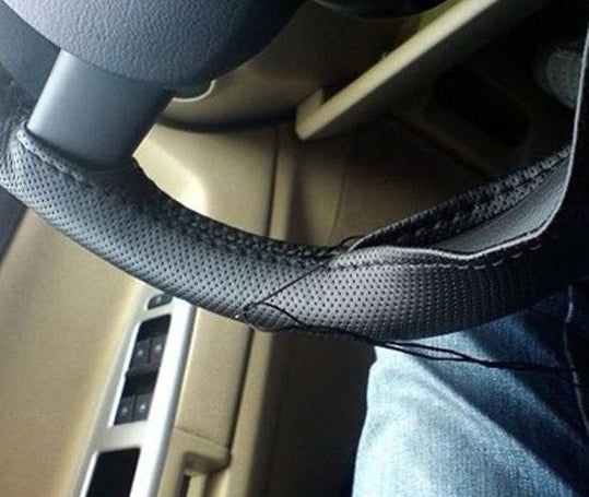 PU Leather Steering Wheel Cover With Needle and Thread, Size: 54x10.5cm (Black) - Steering Wheel Accessories by PMC TechLife | Online Shopping South Africa | PMC TechLife | Buy Now Pay Later Mobicred