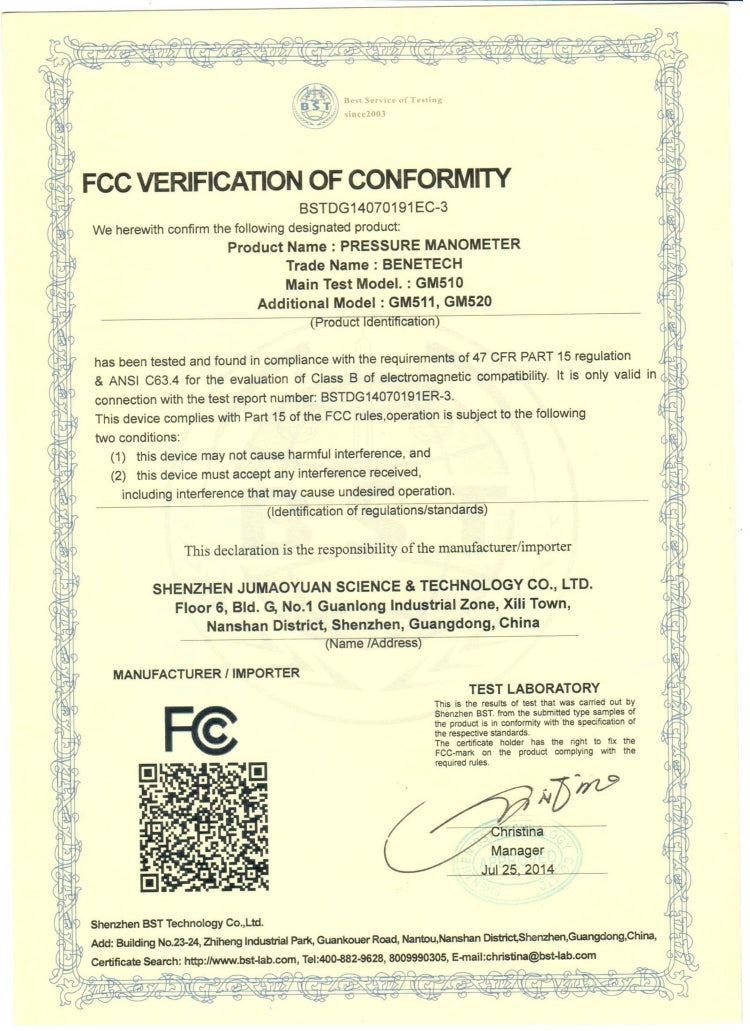 BENETECH GM510 LCD Display Pressure Manometer(Yellow) - free shipping - PMC TechLife - Order now!