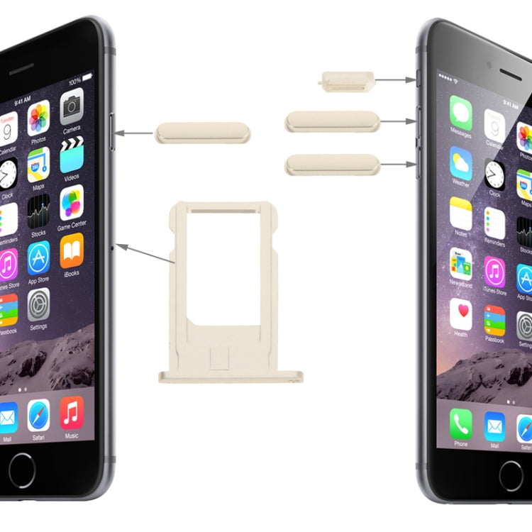 Original Card Tray & Volume Control Key & Screen Lock Key & Mute Switch Vibrator Key Kit for iPhone 6 (Light Gold) - iPhone 6/6 Plus Parts by PMC TechLife | Online Shopping South Africa | PMC TechLife