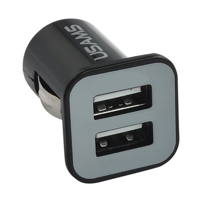 USAMS High Performance 2.1A + 1A Dual USB Port Car Charger for iPad Air 2 & Air & 4, iPhone 6 & 6 Plus & 5C & 5S & 4 & 4S, iPod touch, Galaxy Tablet / Note Series and Other Mobile Phone, Navigators(Black) - Car Charger by USAMS | Online Shopping South Africa | PMC Jewellery