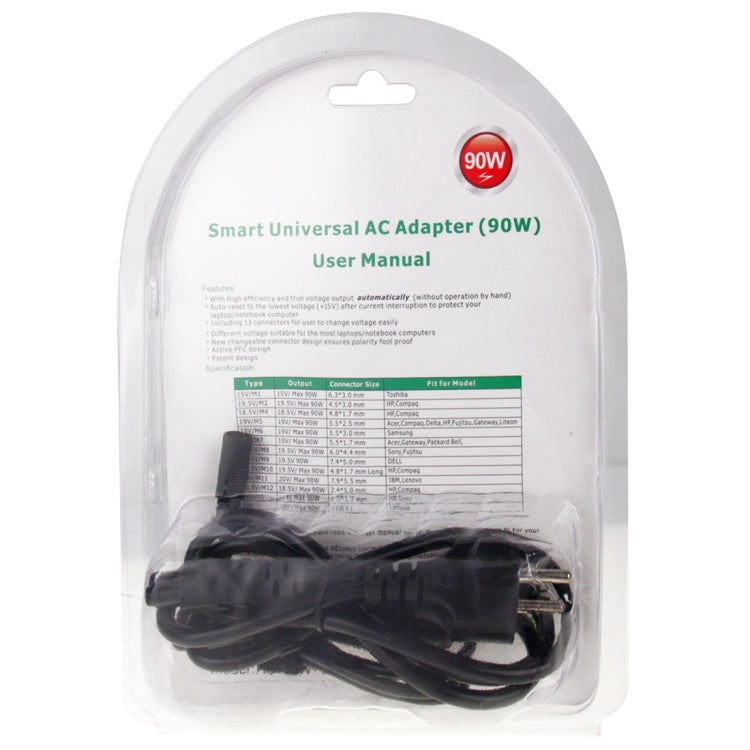 AU-90W+13 TIPS 90W Universal AC Power Adapter Charger with 13 Tips Connectors for Laptop Notebook, EU Plug - Universal Power Adapter by PMC TechLife | Online Shopping South Africa | PMC TechLife
