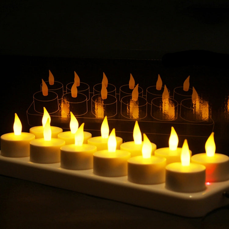 12 PCS  Flameless LED Tealight Flicker Candle Light, Rechargeable Home Decoration Light with Charging Board - Holiday Lights by PMC TechLife | Online Shopping South Africa | PMC TechLife