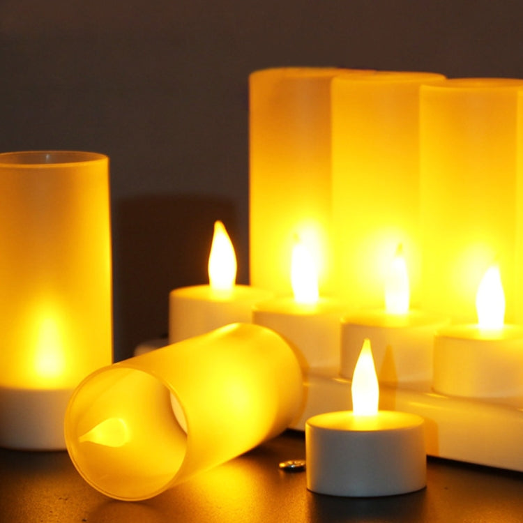 12 PCS  Flameless LED Tealight Flicker Candle Light, Rechargeable Home Decoration Light with Charging Board - Holiday Lights by PMC TechLife | Online Shopping South Africa | PMC TechLife