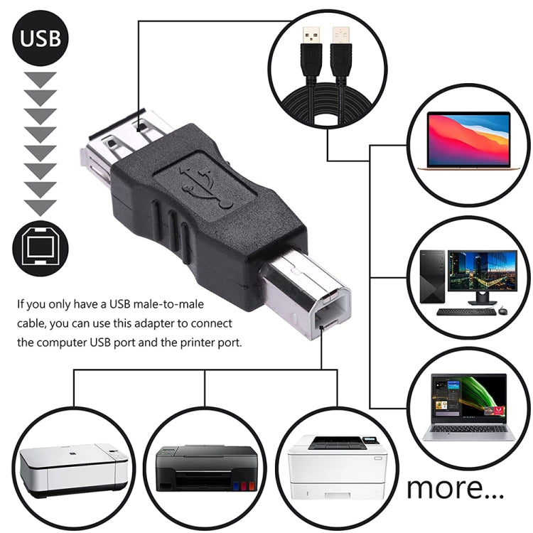 USB 2.0 A Female to B Male Adapter Connector AF to BM Converter for Printer(Black) - free shipping - PMC TechLife - Order now!