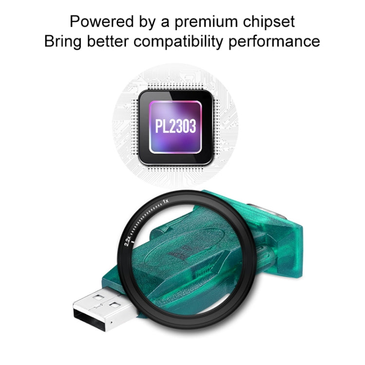 USB 2.0 to RS232 Serial Port DB9 9Pin Male Cable Converter Adapter(Green) - RS485 / RS232 Series by PMC TechLife | Online Shopping South Africa | PMC TechLife | Buy Now Pay Later Mobicred
