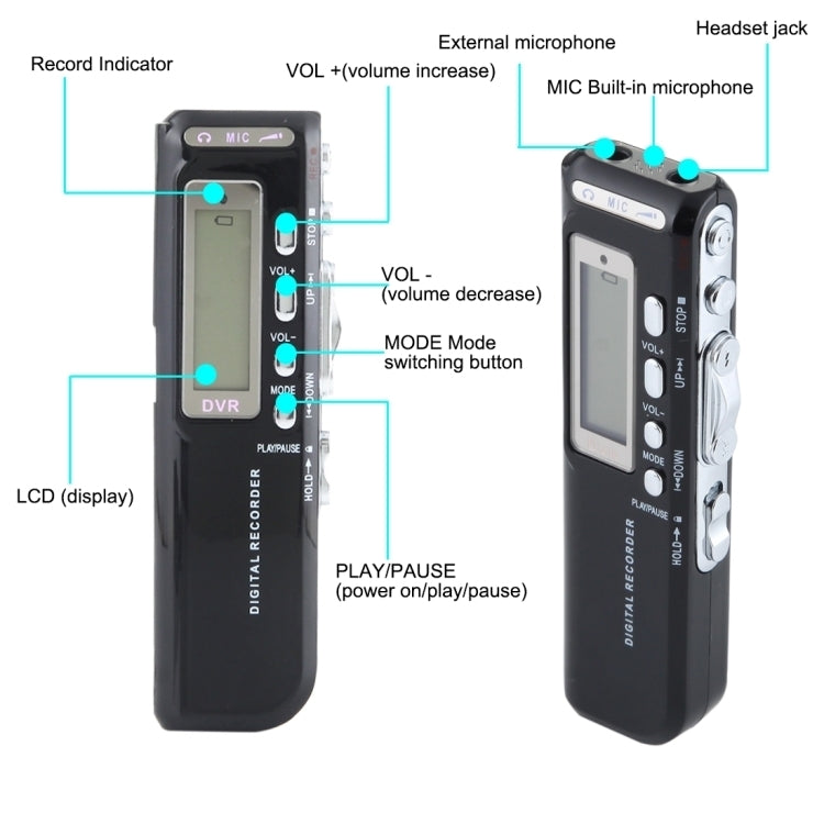 8GB Digital Voice Recorder Dictaphone MP3 Player, Support Telephone recording, VOX function, Power supply: 2 x AAA battery(Black)(Black) - Other Style by PMC TechLife | Online Shopping South Africa | PMC TechLife | Buy Now Pay Later Mobicred