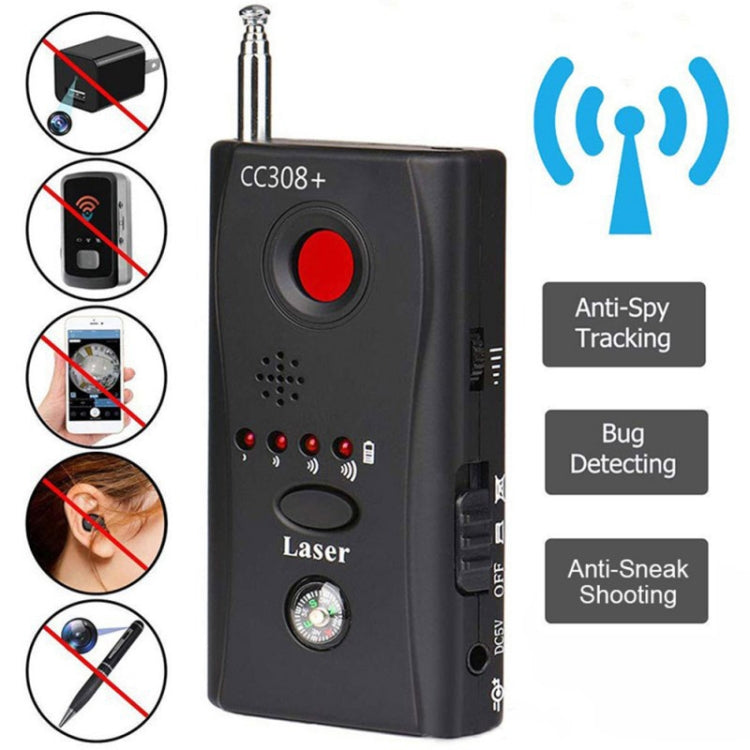 CC308+ Multi-Detector Full-Range All-Round Detector For Hidden Mini Camera / IP Lens/ GMS / RF Signal Detector Finder(Black) - free shipping - PMC TechLife - Order now!