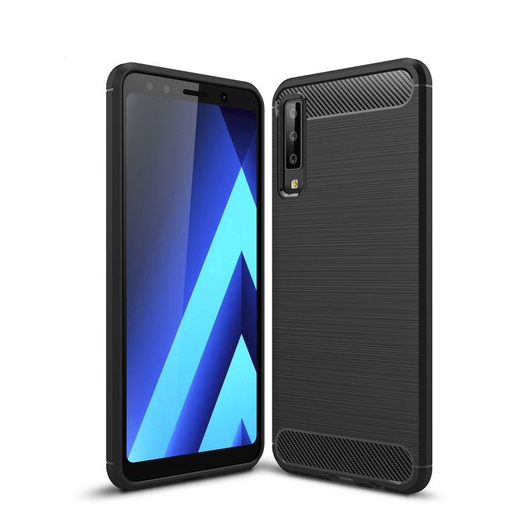 For Galaxy A7 (2018) / A750 Brushed Carbon Fiber Texture TPU Shockproof Anti-slip Soft Protective Back Cover Case(Black) - free shipping - PMC TechLife - Order now!