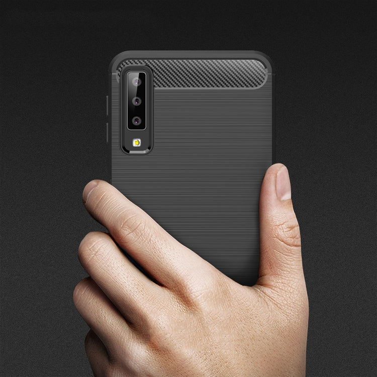 For Galaxy A7 (2018) / A750 Brushed Carbon Fiber Texture TPU Shockproof Anti-slip Soft Protective Back Cover Case(Black) - free shipping - PMC TechLife - Order now!