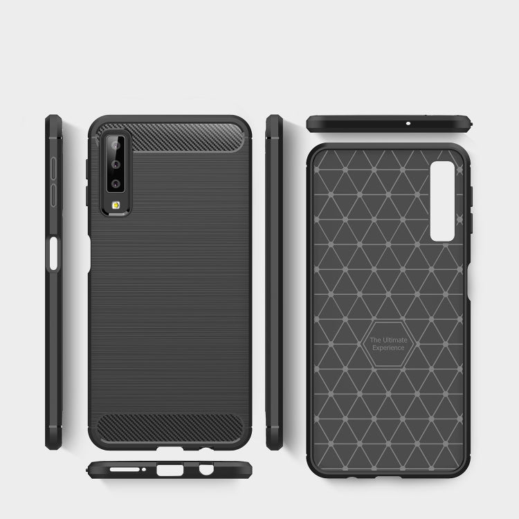 For Galaxy A7 (2018) / A750 Brushed Carbon Fiber Texture TPU Shockproof Anti-slip Soft Protective Back Cover Case(Black) - free shipping - PMC TechLife - Order now!