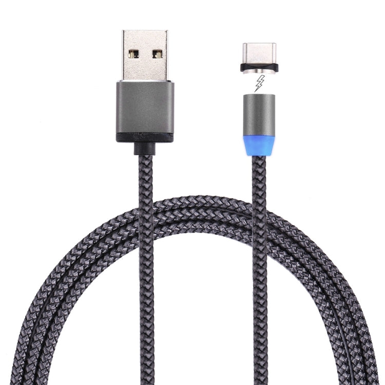360 Degree Rotation 1m Weave Style USB-C / Type-C to USB 2.0 Strong Magnetic Charger Cable with LED Indicator(Grey) - Charging Cable & Head by PMC TechLife | Online Shopping South Africa | PMC TechLife