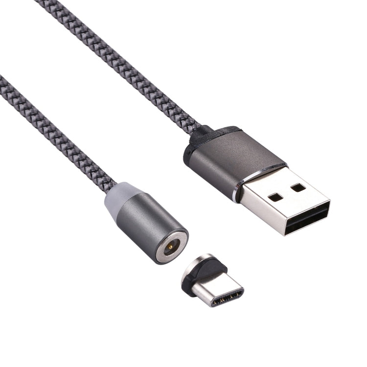 360 Degree Rotation 1m Weave Style USB-C / Type-C to USB 2.0 Strong Magnetic Charger Cable with LED Indicator(Grey) - Charging Cable & Head by PMC TechLife | Online Shopping South Africa | PMC TechLife