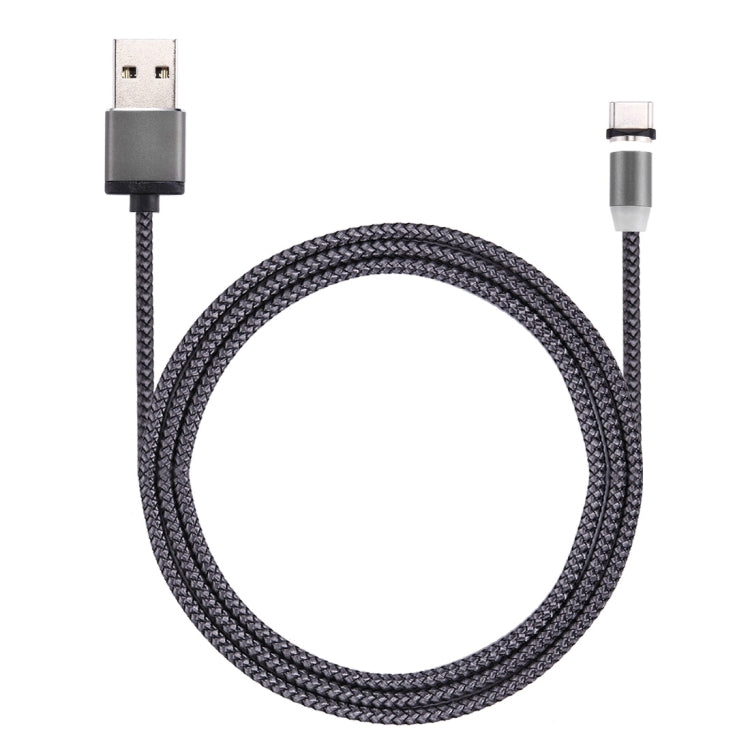 360 Degree Rotation 1m Weave Style USB-C / Type-C to USB 2.0 Strong Magnetic Charger Cable with LED Indicator(Grey) - Charging Cable & Head by PMC TechLife | Online Shopping South Africa | PMC TechLife