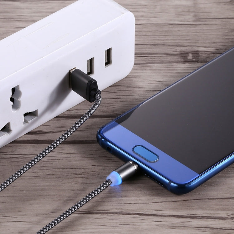 360 Degree Rotation 1m Weave Style USB-C / Type-C to USB 2.0 Strong Magnetic Charger Cable with LED Indicator(Grey) - Charging Cable & Head by PMC TechLife | Online Shopping South Africa | PMC TechLife