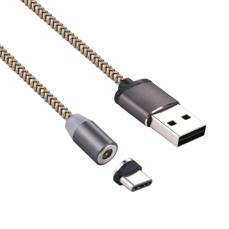 360 Degree Rotation 1m Weave Style USB-C / Type-C to USB 2.0 Strong Magnetic Charger Cable with LED Indicator(Gold) - Charging Cable & Head by PMC TechLife | Online Shopping South Africa | PMC TechLife
