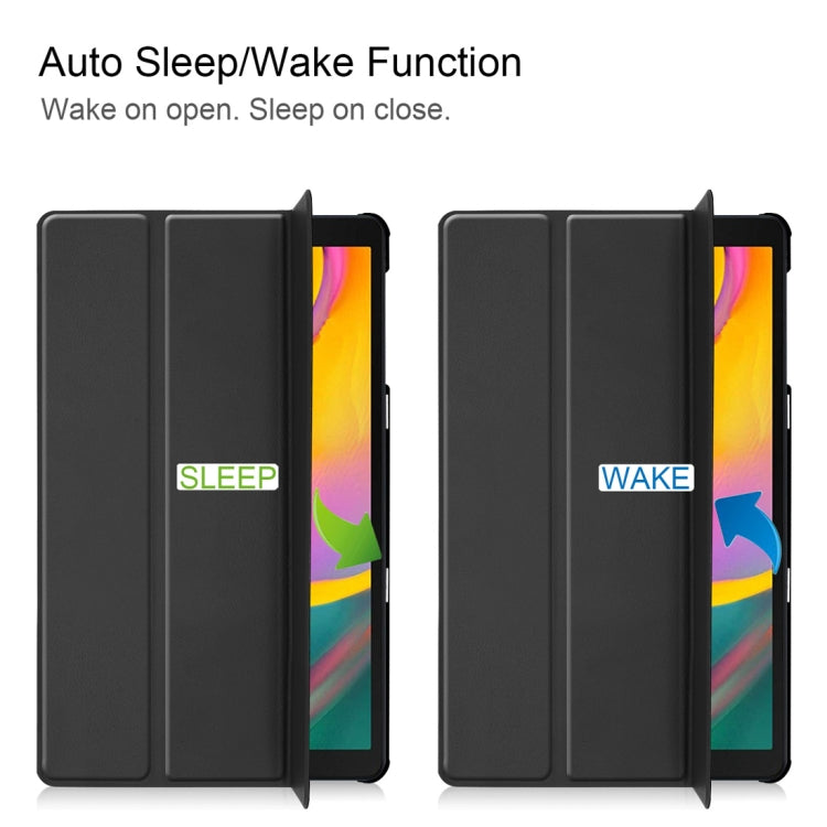 Custer Texture Horizontal Flip PU Leather Case for Galaxy Tab A 10.1 2019 (T515 / T510), with Three-folding Holder & Sleep / Wake-up Function (Black) - free shipping - PMC TechLife - Order now!