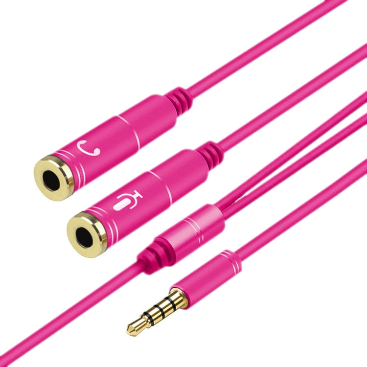 2 in 1 3.5mm Male to Double 3.5mm Female TPE High-elastic Audio Cable Splitter, Cable Length: 32cm(Rose Red) - Cable & Splitter by PMC Jewellery | Online Shopping South Africa | PMC Jewellery