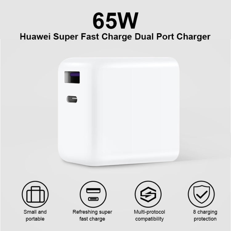 Original Huawei USB + USB-C / Type-C Interface Super Fast Charge GaN Dual Port Charger (Max 65W) (White) - USB Charger by Huawei | Online Shopping South Africa | PMC Jewellery