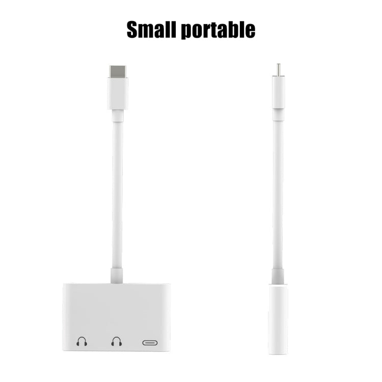 3 in 1 USB-C + 3.5mm + 3.5mm to USB-C Digital Charge Audio Adapter (White) - Audio Adapter by PMC TechLife | Online Shopping South Africa | PMC TechLife