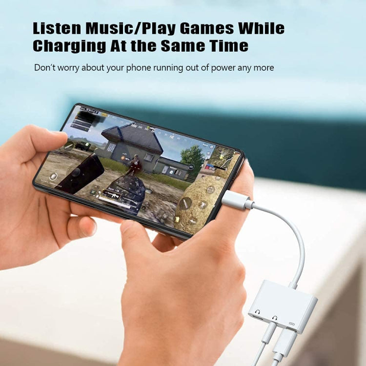 3 in 1 USB-C + 3.5mm + 3.5mm to USB-C Digital Charge Audio Adapter (White) - Audio Adapter by PMC TechLife | Online Shopping South Africa | PMC TechLife