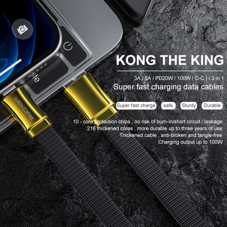 WK WDC-139 3A USB to USB-C / Type-C King Kong Series Data Cable(Gold) - USB-C & Type-C Cable by WK | Online Shopping South Africa | PMC Jewellery | Buy Now Pay Later Mobicred