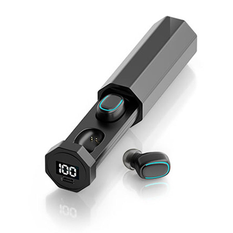 C1 Bluetooth 5.0 TWS Touch Polygonal Digital Display True Wireless Bluetooth Earphone with Charging Box(Black) - TWS Earphone by PMC TechLife | Online Shopping South Africa | PMC TechLife