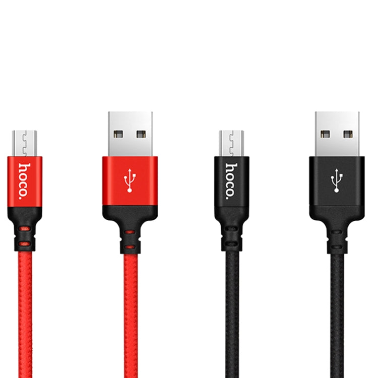 hoco X14 2m Nylon Braided Aluminium Alloy Micro USB to USB Data Sync Charging Cable(Red) - Micro USB Cable by hoco | Online Shopping South Africa | PMC Jewellery