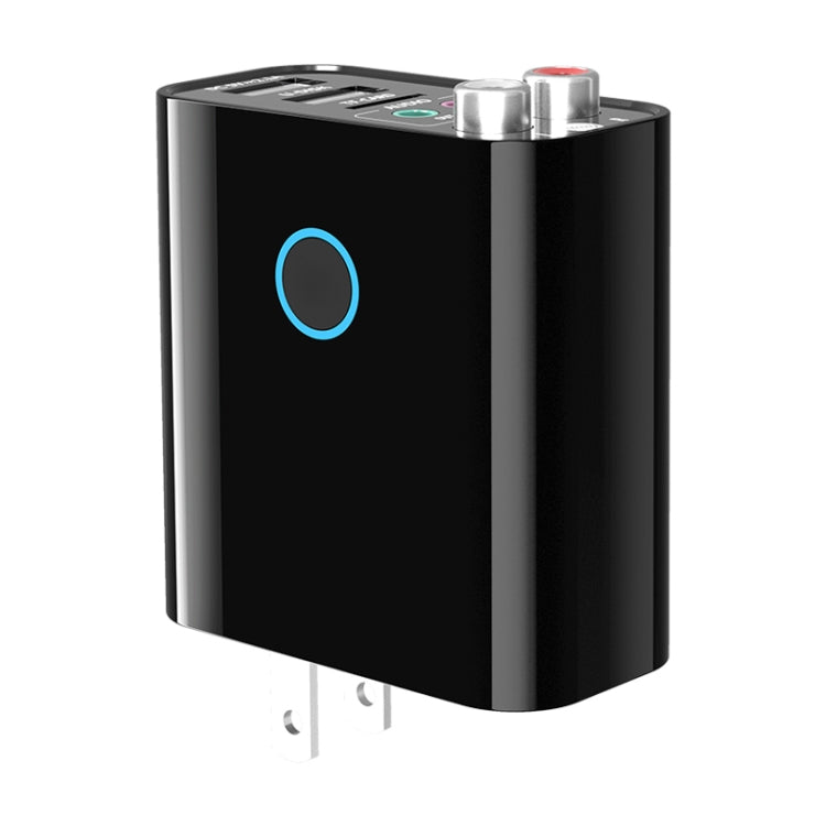K16 2 in 1 3.5mm AUX + RAC Dual Output Plug-in Bluetooth 5.0 Audio Transmitter Receiver with Remote Control, US Plug (Black) - Audio Receiver Transmitter by PMC TechLife | Online Shopping South Africa | PMC TechLife