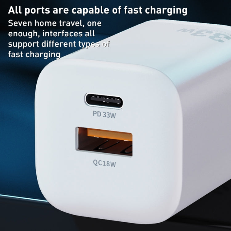 WK WP-U140 33W Power Series USB+USB-C/Type-C Fast Charger, Specifications: US Plug(White) - USB Charger by WK | Online Shopping South Africa | PMC TechLife | Buy Now Pay Later Mobicred