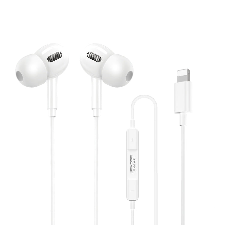 WK YA11 8 Pin Interface Wired Earphone,Length: 1.2m (White) - In Ear Wired Earphone by WK | Online Shopping South Africa | PMC Jewellery