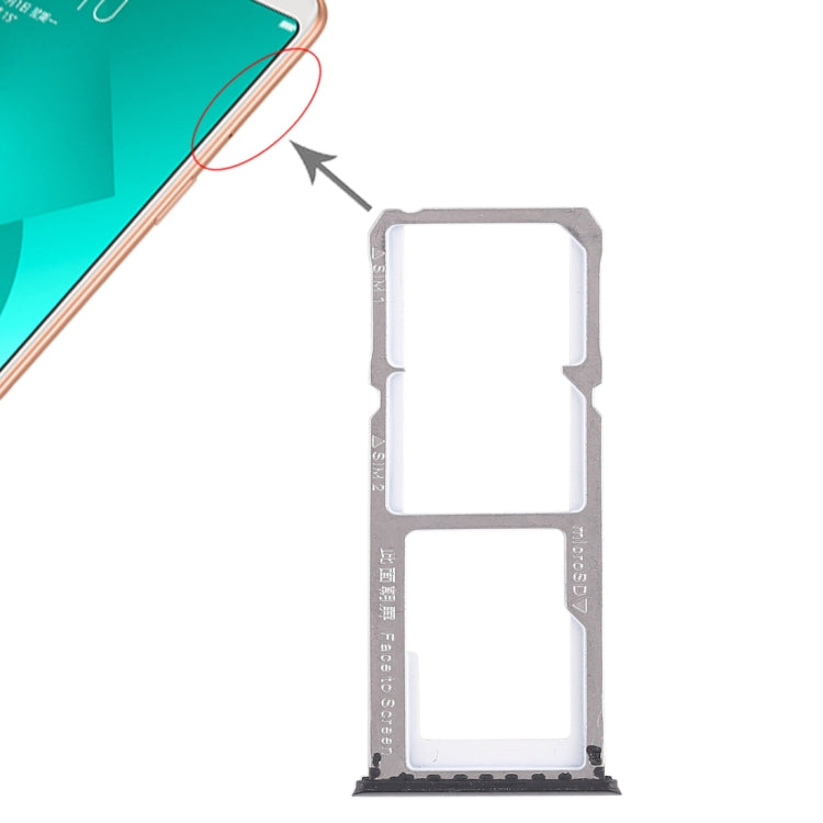 For OPPO A83 2 x SIM Card Tray + Micro SD Card Tray (Black) - free shipping - PMC TechLife - Order now!