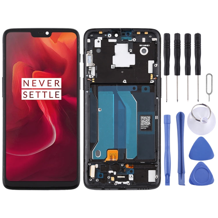 For OnePlus 6 A6000 TFT Material LCD Screen and Digitizer Full Assembly with Frame (Black) - free shipping - PMC TechLife - Order now!