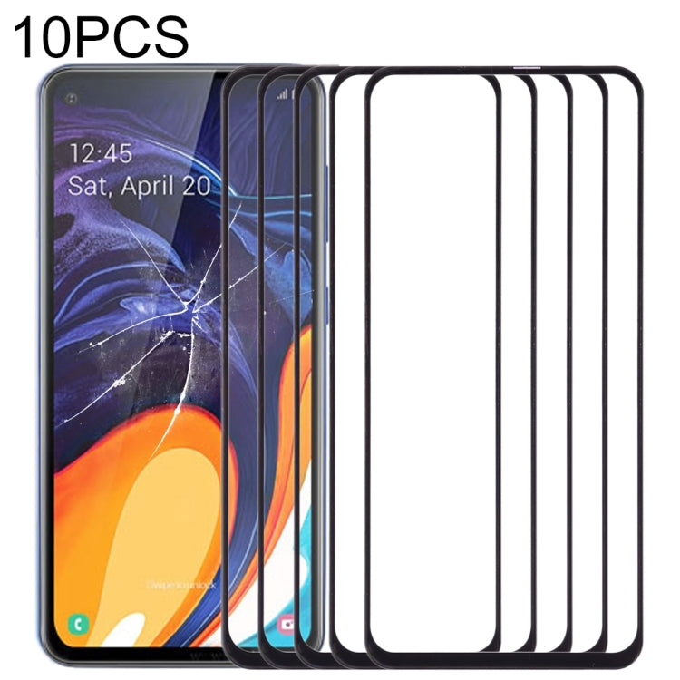 For Samsung Galaxy A60 10pcs Front Screen Outer Glass Lens (Black) - Outer Glass Lens by PMC Jewellery | Online Shopping South Africa | PMC Jewellery