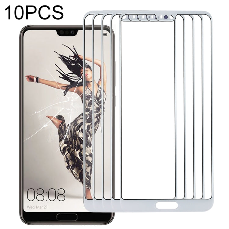 For Huawei P20 10PCS Front Screen Outer Glass Lens (White) - Outer Glass Lens by PMC TechLife | Online Shopping South Africa | PMC TechLife