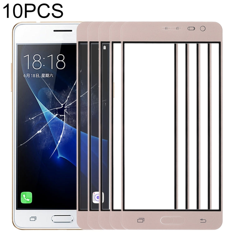 For Samsung Galaxy J3 Pro / J3110 10pcs Front Screen Outer Glass Lens (Gold) - Outer Glass Lens by PMC Jewellery | Online Shopping South Africa | PMC Jewellery