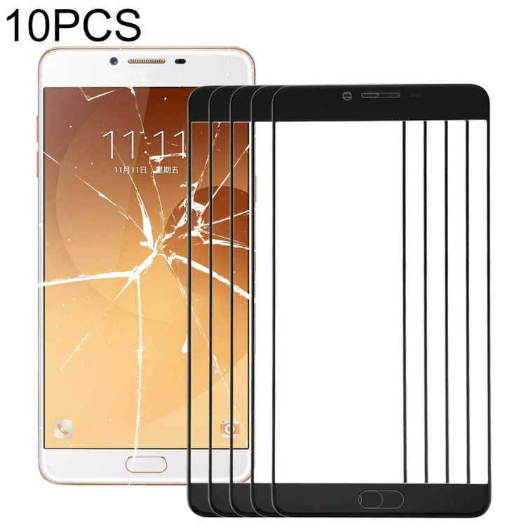 For Samsung Galaxy C9 Pro / C900 10pcs Front Screen Outer Glass Lens (Black) - Outer Glass Lens by PMC Jewellery | Online Shopping South Africa | PMC Jewellery