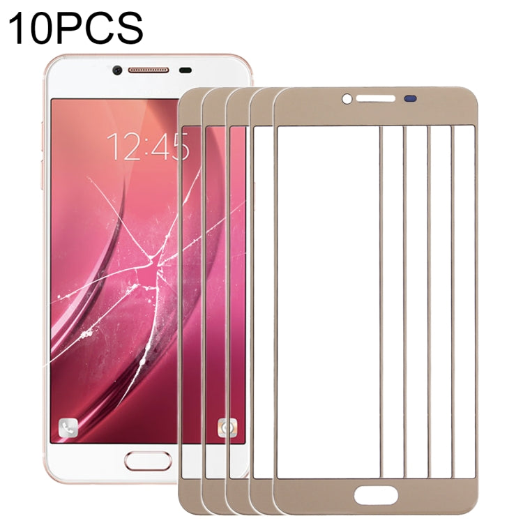 For Samsung Galaxy C7 10pcs Front Screen Outer Glass Lens (Gold) - Outer Glass Lens by PMC Jewellery | Online Shopping South Africa | PMC Jewellery