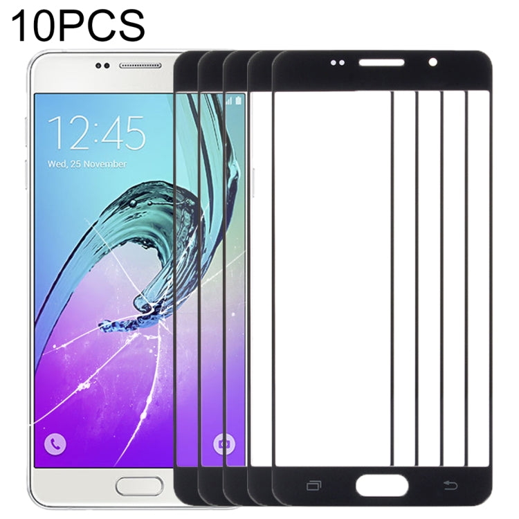 For Samsung Galaxy A7 (2016) / A710 10pcs Front Screen Outer Glass Lens (Black) - Outer Glass Lens by PMC Jewellery | Online Shopping South Africa | PMC Jewellery