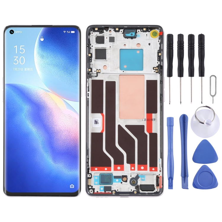 Original LCD Screen For OPPO Reno5 Pro 5G Digitizer Full Assembly with Frame(Silver) - LCD Screen by PMC Jewellery | Online Shopping South Africa | PMC Jewellery