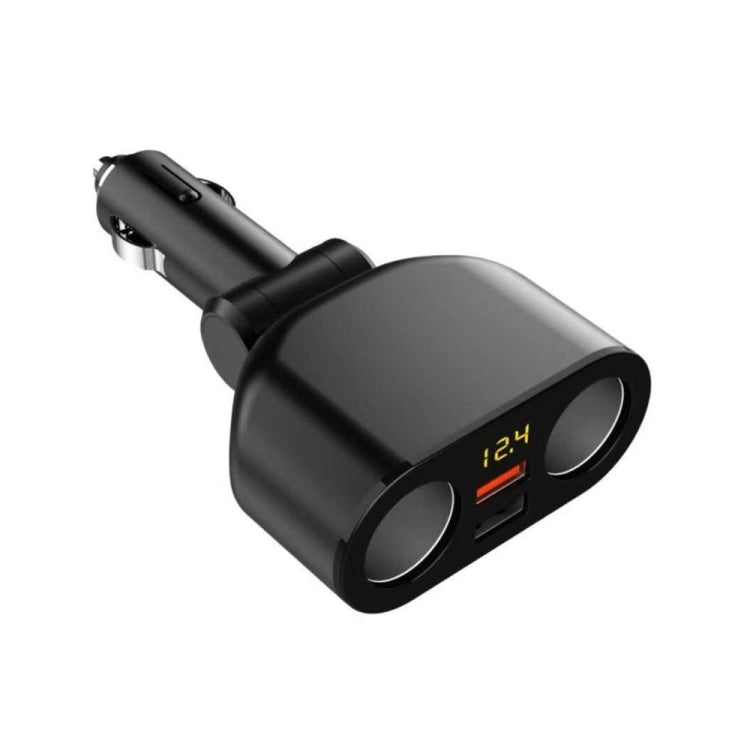 2 Cigarette Lighters + 2 USB Ports Multi-function Car Charger with Digital Display(Black) - Car Charger by PMC Jewellery | Online Shopping South Africa | PMC Jewellery