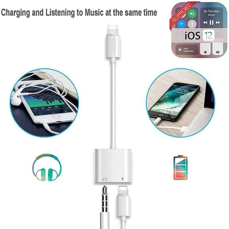 ZS-KL21804 2 in 1 8 Pin to 3.5mm Audio + 8 Pin Charging Interface, Earphone Adapter, Suitable for All IOS Systems - Earphone Adapter by PMC Jewellery | Online Shopping South Africa | PMC Jewellery